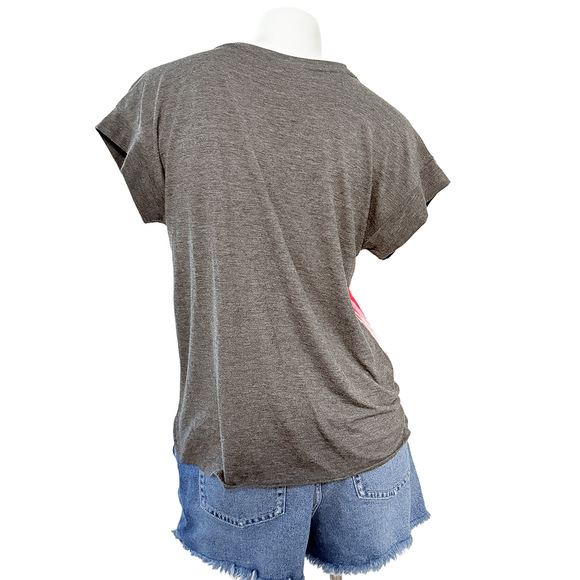 Apt. 9 Floral Short Sleeve Top Pink Grey Flowers MP PM medium petite tops - Picture 5 of 8
